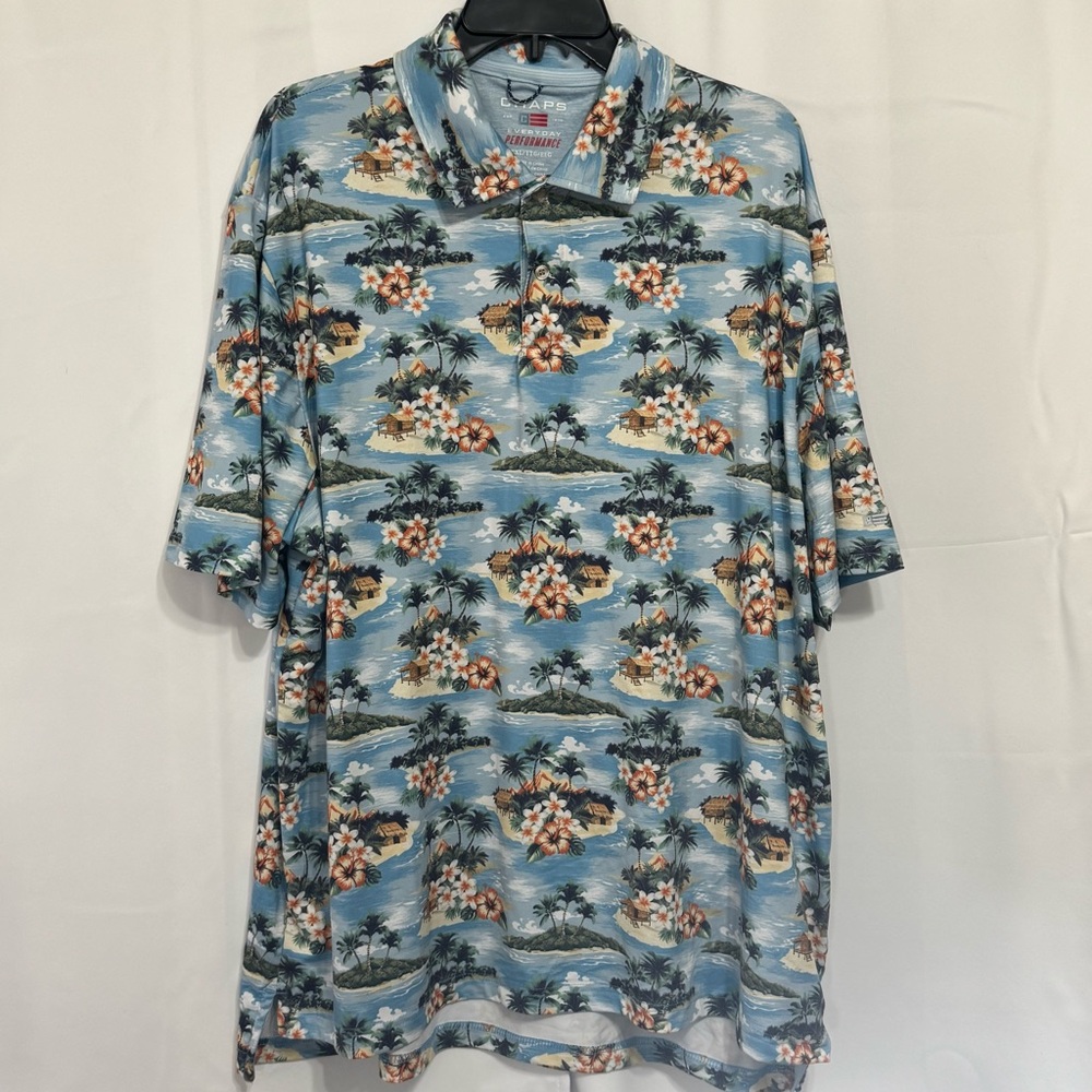 Chaps Everyday Performance Polo XXL Tropical Island Print Scenic Resort
